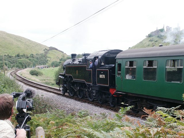 Standard Class 4 '80078' leaves Norden for Corfe Castle and Swanage