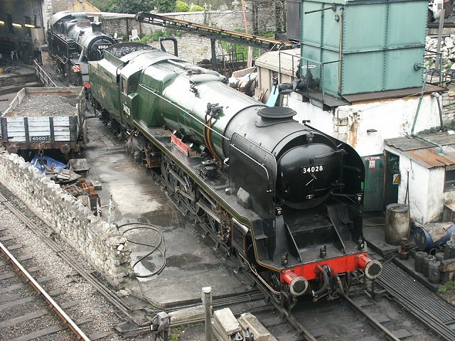 34028 'Eddystone' on shed at Swanage